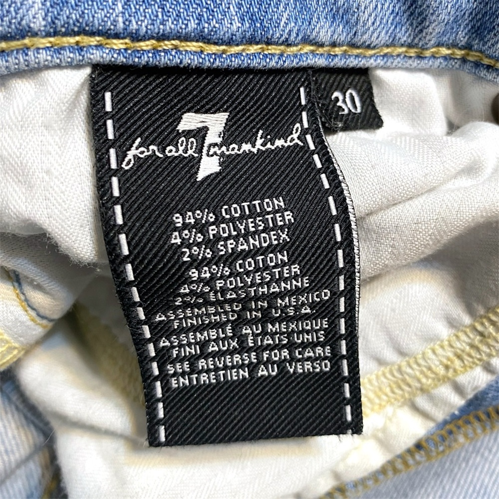 7 For All Mankind Light Wash Straight Leg Ankle Jeans w Raw Hem - Picture 6 of 7